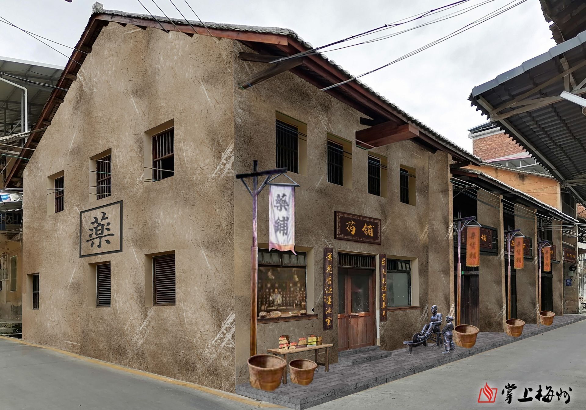 ↑紅軍藥鋪效果圖,該修繕項目正在加快推進(jìn)。 (長沙鎮(zhèn)供圖)